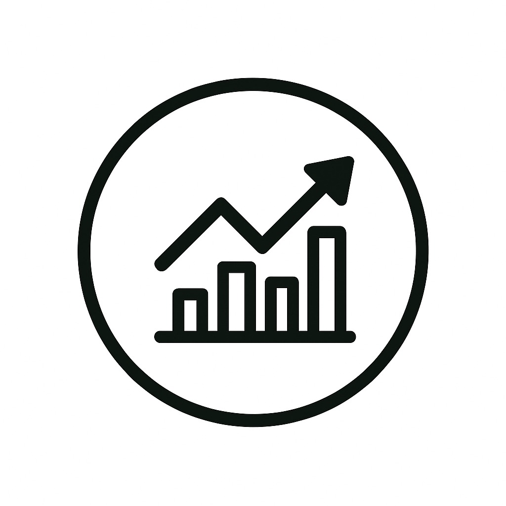 Icon mit Diagramm und Pfeil nach oben für Karrierewachstum