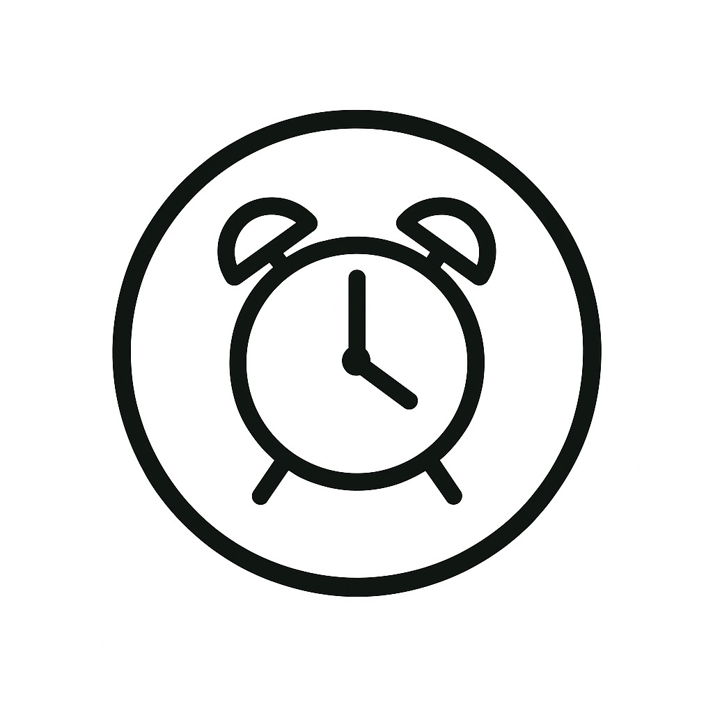 Icon mit Uhr als Symbol für pünktliche Bezahlung