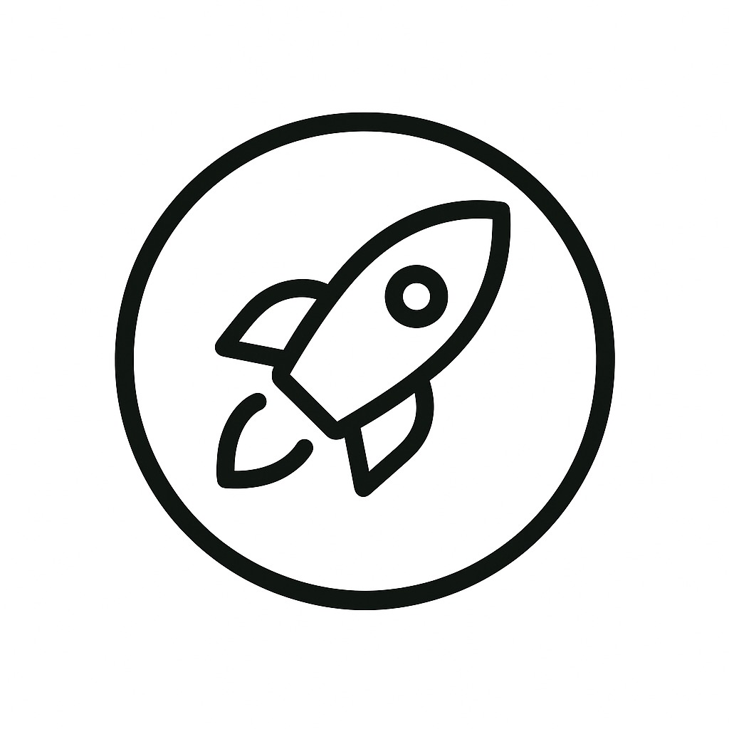 Icon mit Rakete als Symbol für schnellen Jobstart