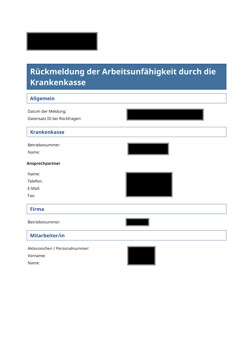 eAU Rückmeldung von der Krankenkasse