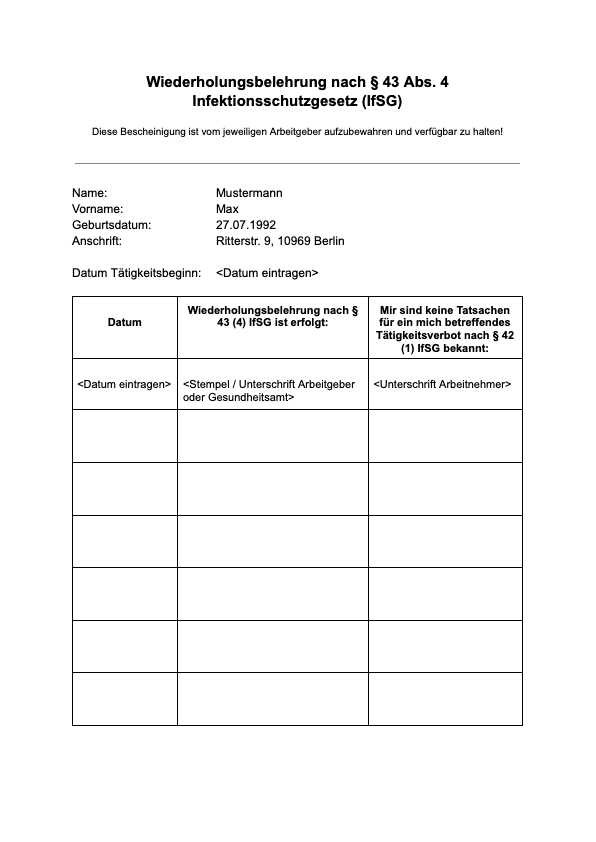 Wiederholfungsbelehrung im Wortlaut