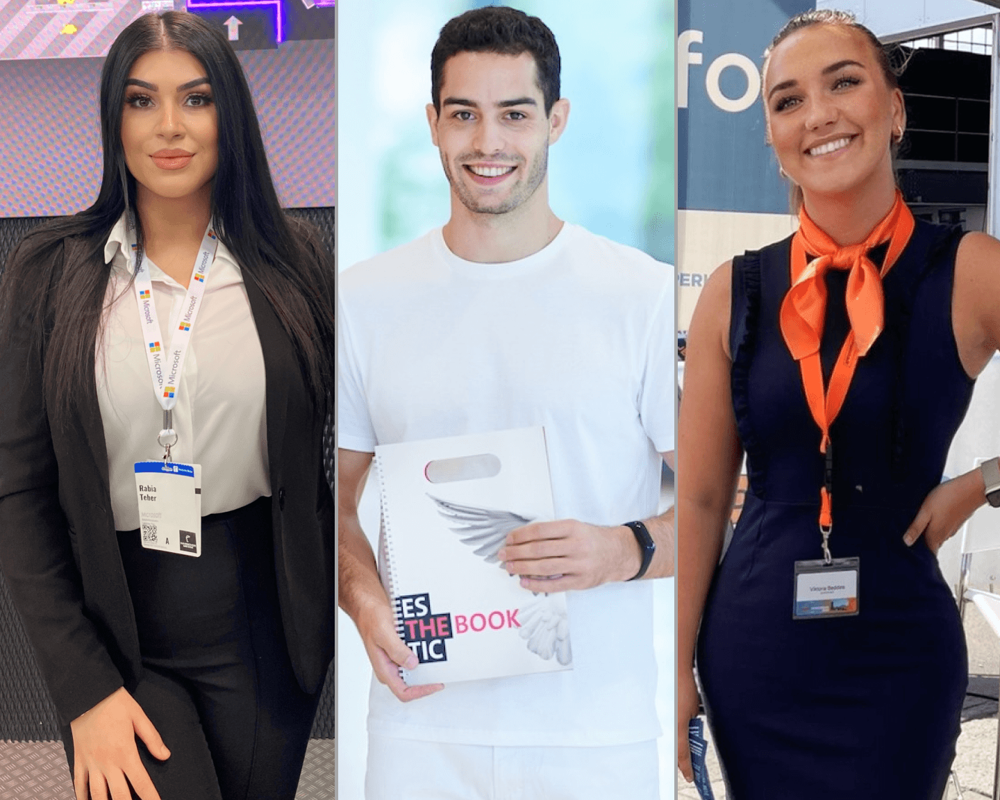InStaff trade fair hostesses and hosts at an exhibition booth