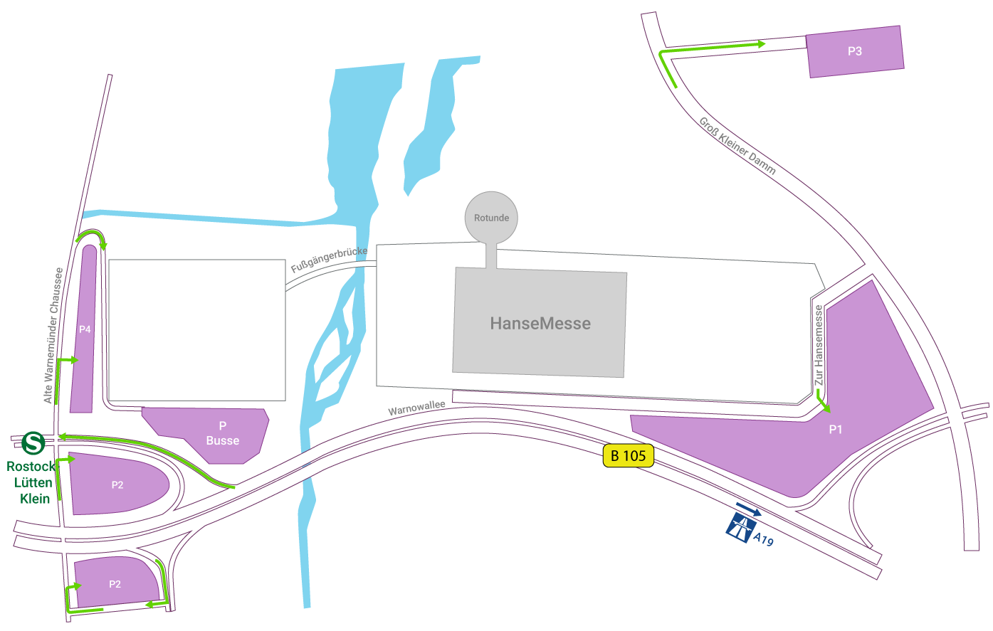 Übersicht Parken Messe Rostock