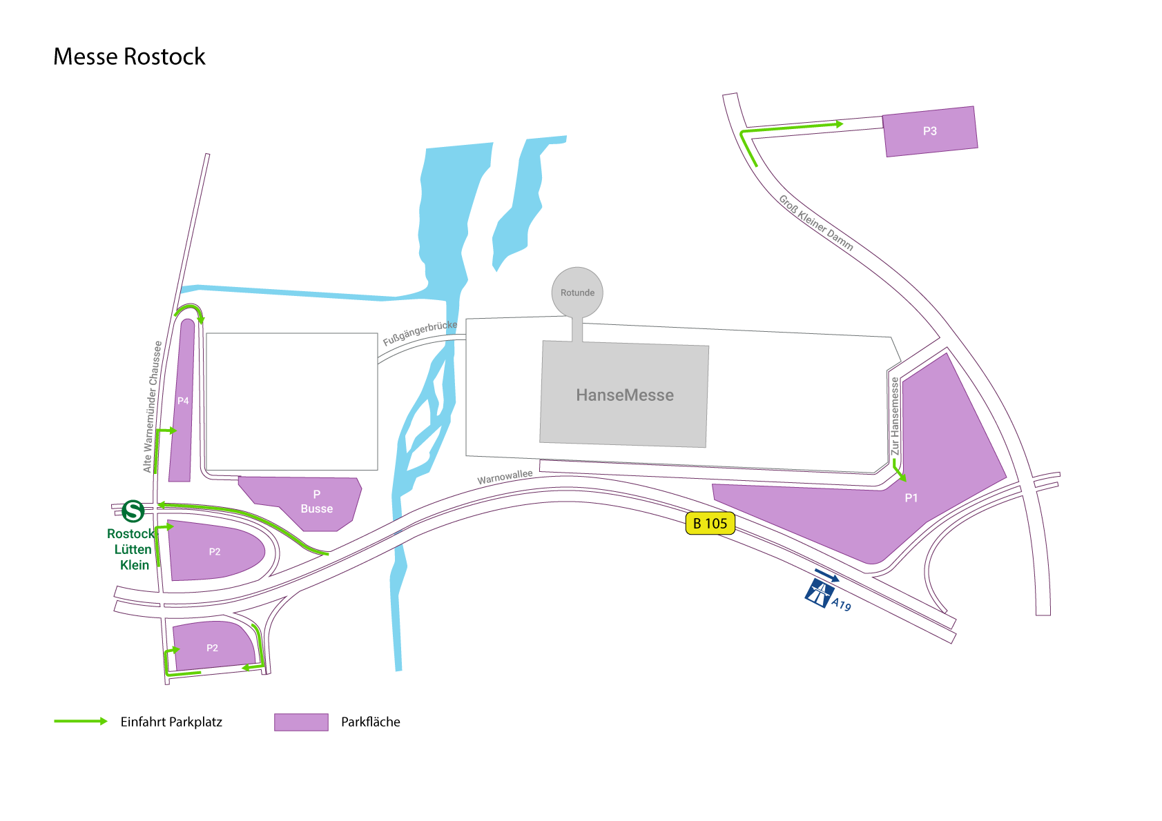 Übersicht Parken Messe Rostock