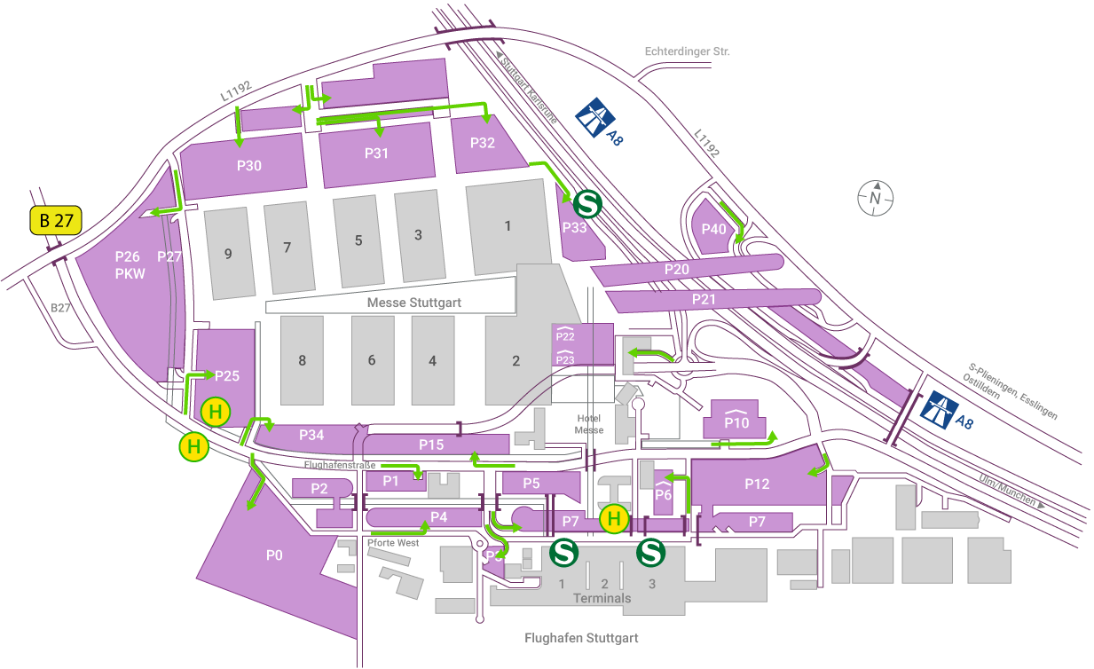 Übersicht Parken Messe Stuttgart